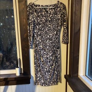 Elegant Black and White Patterned Dress by Ralph Lauren